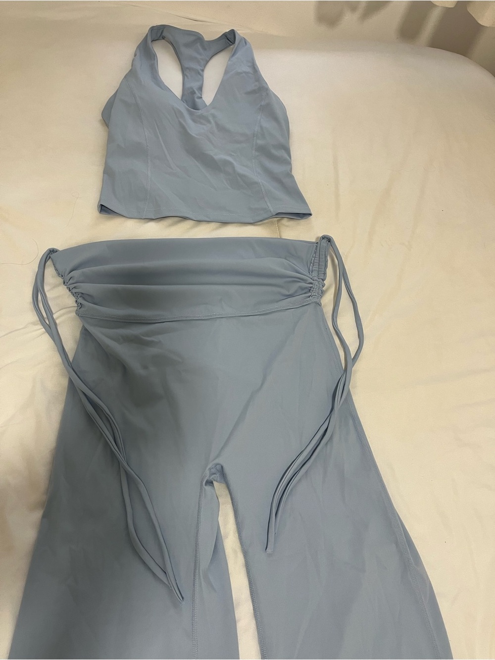 Amazon Powder Blue Racerback Crop Top & High-Waist Drawstring Lounge Pants Set